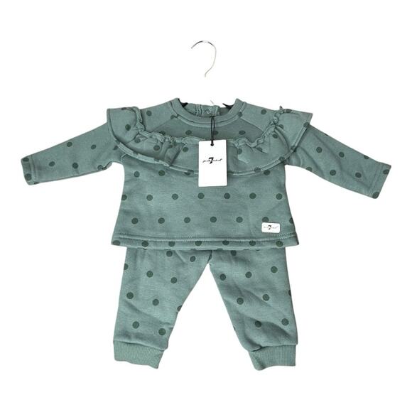7 For All Mankind Soft Fleece Ruffle Sweatshirt & Joggers Set 3/6 Month NWT - Picture 2 of 8